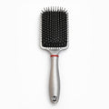 Silver cushion paddle hair brush with plastic ball tip bristles for gentle detangling and daily styling