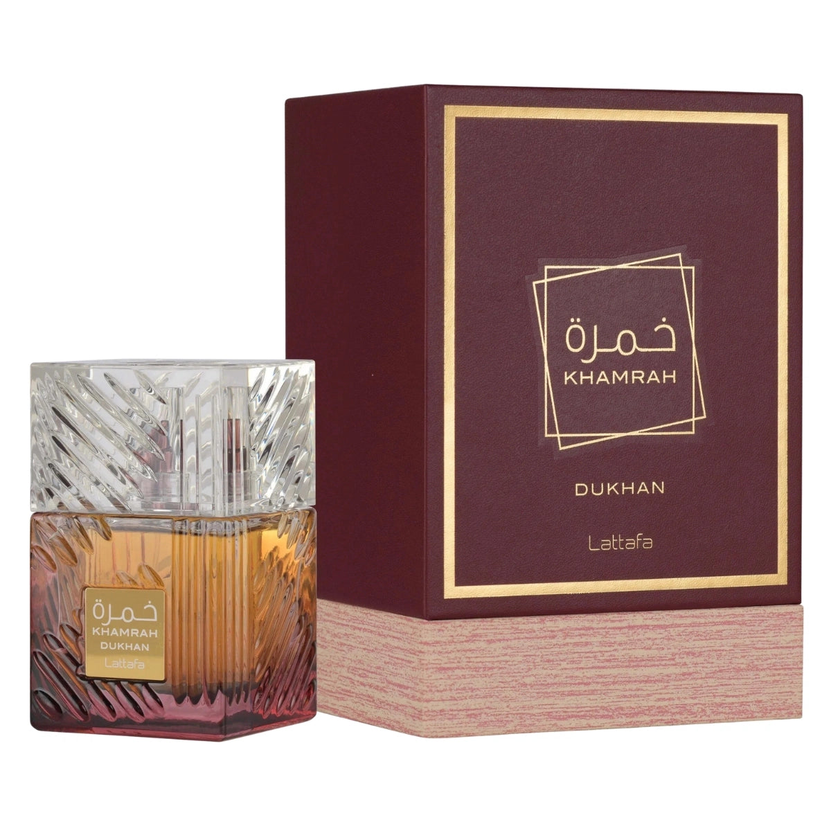 Lattafa Khamrah Dukhan bodyspray bottle – smoky premium fragrance