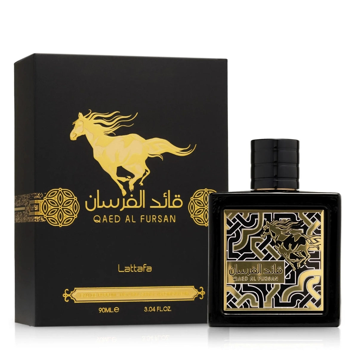 Qaed Al Fursan perfume bottle, packaging, unisex fragrance