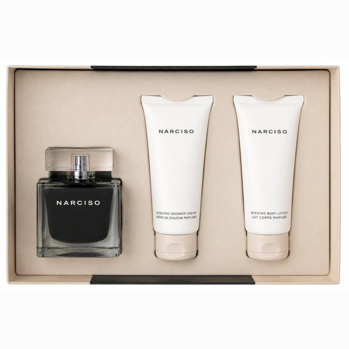 Narciso Rodriguez gift set, featuring a bottle of seductive fragrance for women