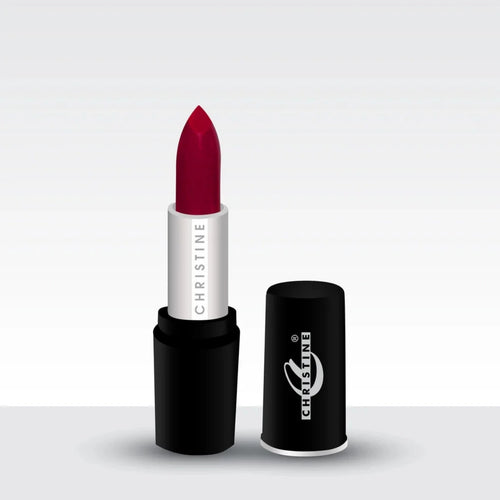 Red lipstick with black case on a white background-507