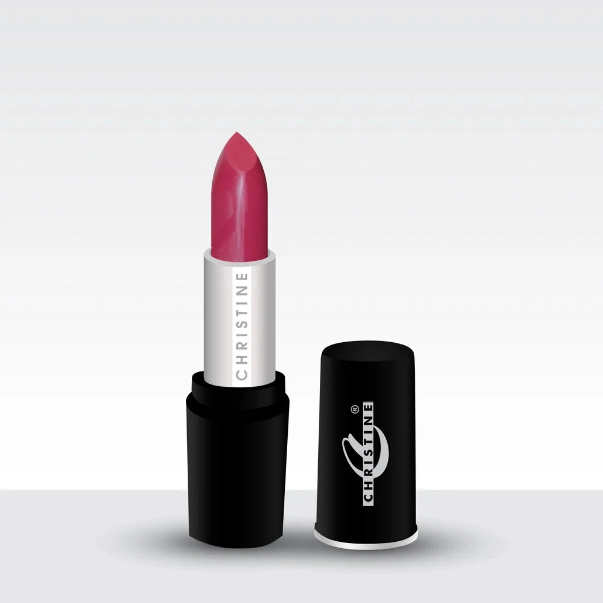 Pink lipstick with black cap on a white background-531