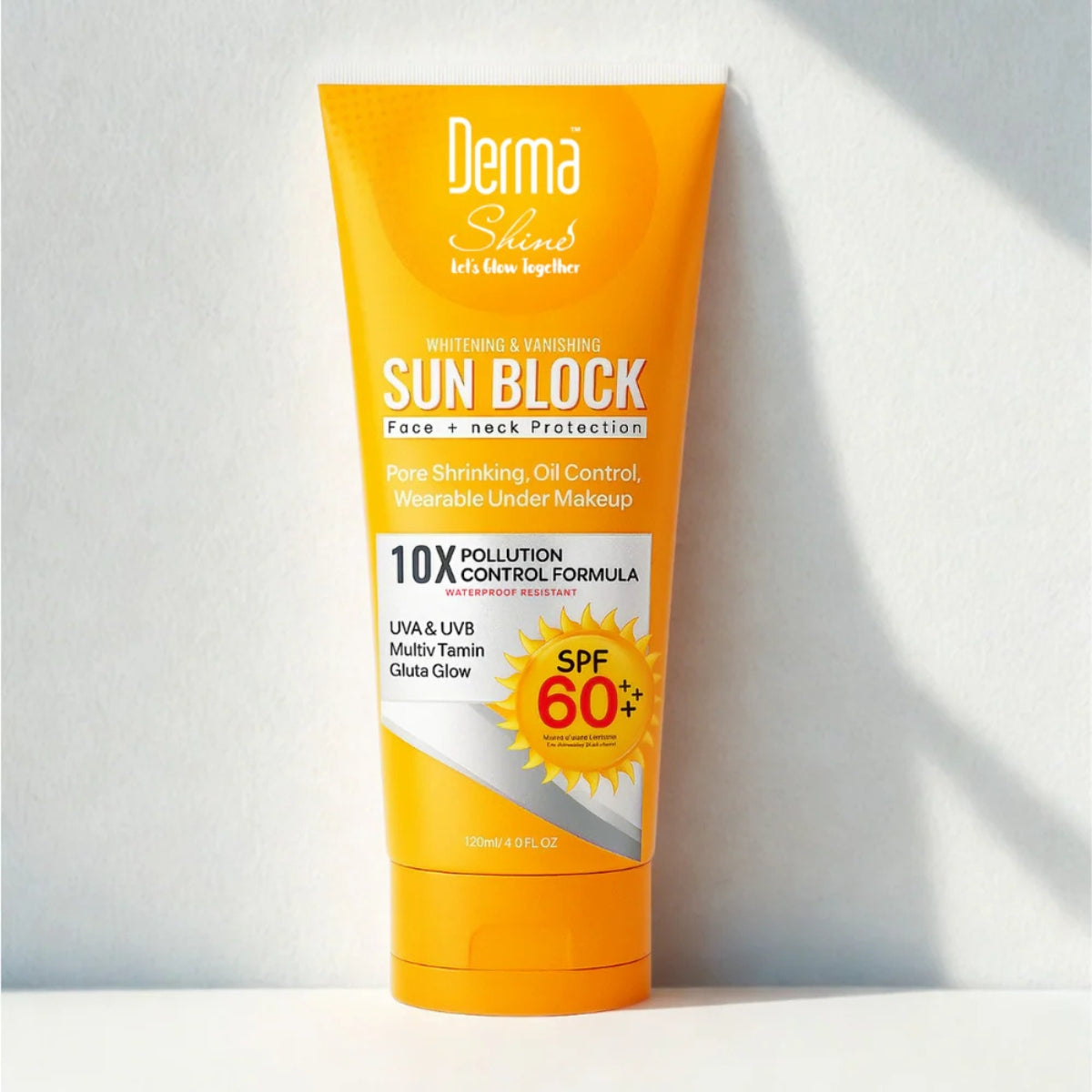 Derma Shine Sunblock SPF 60 lightweight sunscreen for face and neck protection