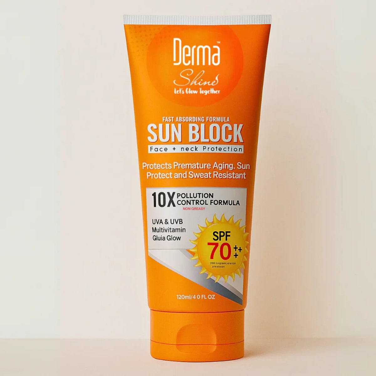 Derma Shine Sunblock SPF 70 fast absorbing sunscreen for face and neck