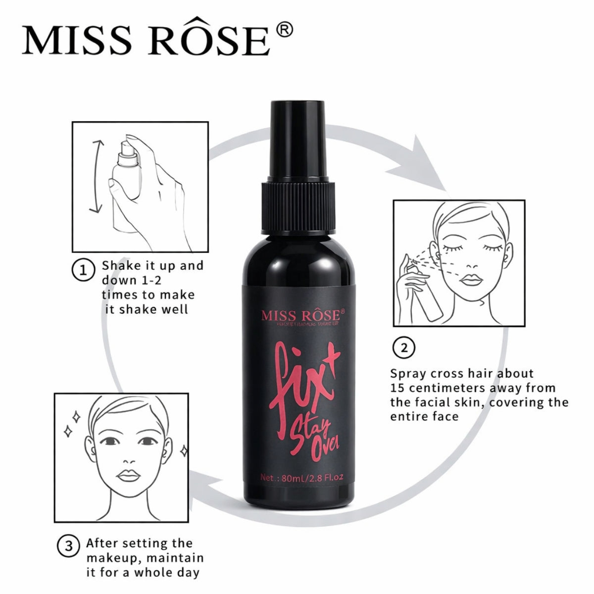Miss Rose Fix + Stay Over Makeup Fixer for Long-Lasting Hold in Pakistan