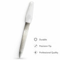 Metal nail filer with light blue plastic handle for shaping and smoothing nails at home