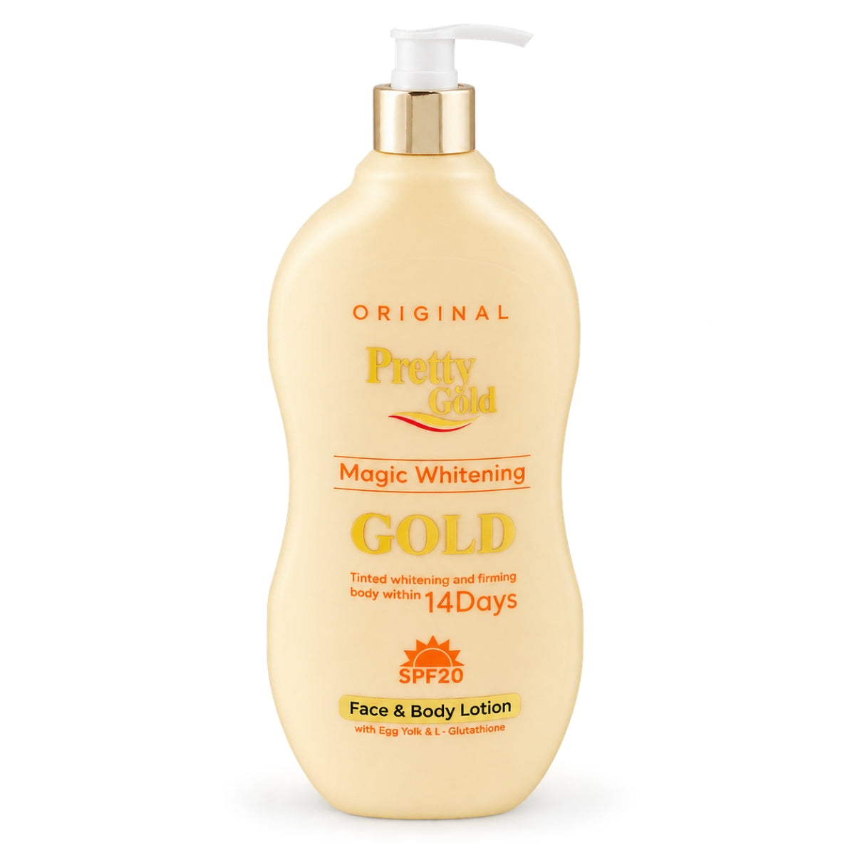 Pretty gold magic whitening 14 days spf20 face and body lotion with egg yolk 500ml  front for Winter Dry Skin 150ml price in pakistan near me original karachi lahore islamabad peshawar quetta multan sukkur winter season 48hr