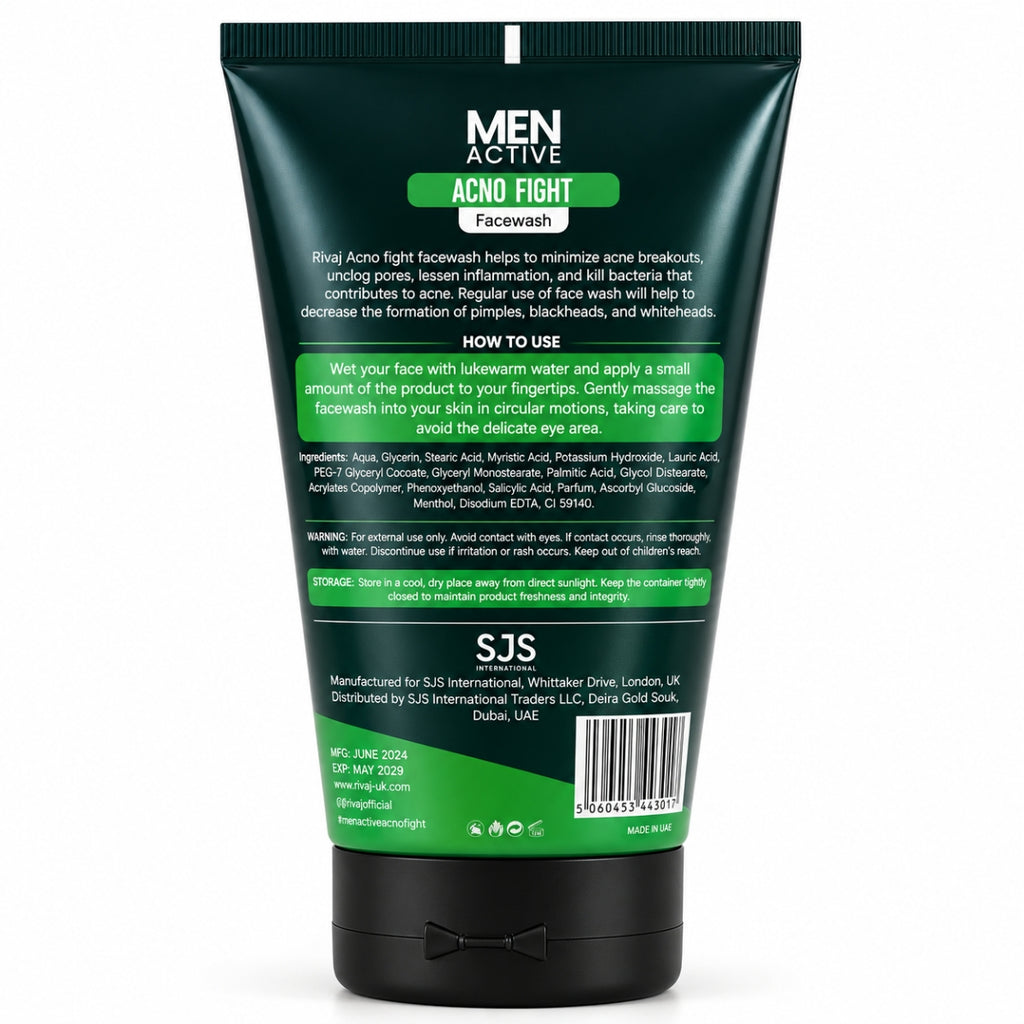 Rivaj Men Acno Fight Face Wash 100ml anti acne face wash for oily skin in Pakistan back