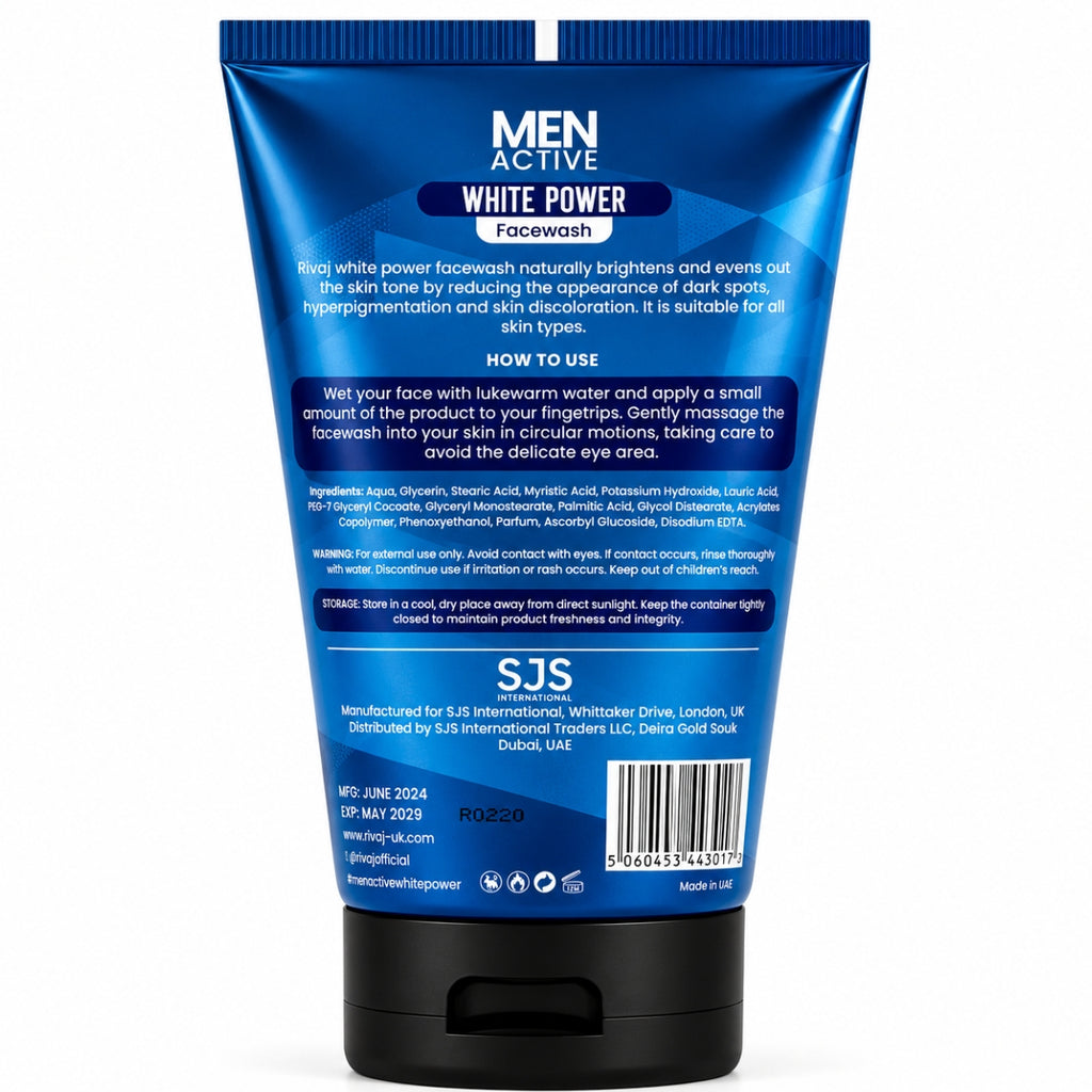 Rivaj Men Active White Power Face Wash 100ml deep cleansing charcoal face wash for men in Pakistan back