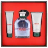 Hugo Man gift set, featuring a bottle of fresh fragrance and grooming products