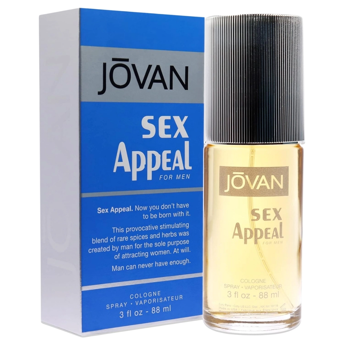 Jovan Sex Appeal Men, featuring a bottle of seductive fragrance for men