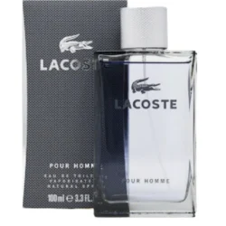Lacoste Pour Homme Eau de Toilette, featuring a bottle of masculine fragrance for men