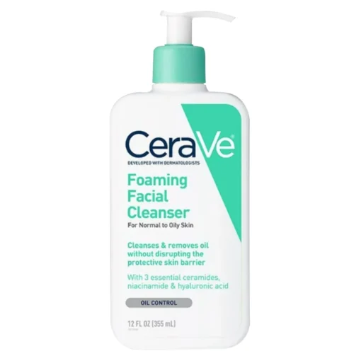 CeraVe Foaming Facial Cleanser with Niacinamide for Normal to Oily Skin – Oil Control and Pore Refinement