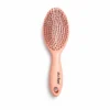 paddle hair brush with cushion base and plastic ball tip bristles for detangling and scalp massage
