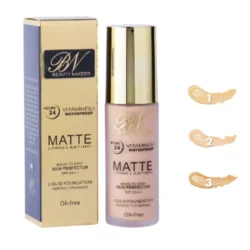 Beauty Nakeed Matte Liquid Foundation for a flawless, waterproof finish.