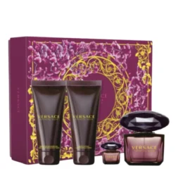 Versace Crystal Noir gift set, featuring a bottle of seductive fragrance for women