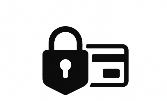 Padlock and credit card icon showing safe and secure online payment