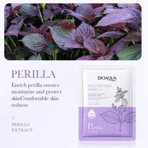 Bio Aqua Polypeptide Perilla Sheet Mask packaging – hydrating anti-aging mask