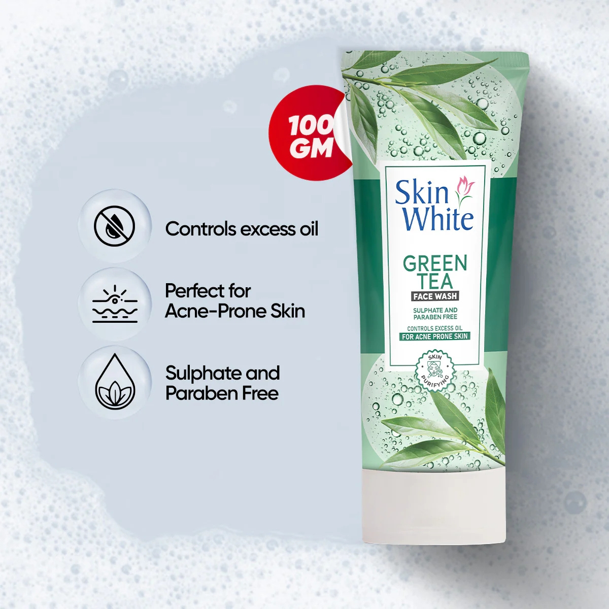 Skin White Green Tea Face Wash – Deep Cleansing & Detoxifying Cleanser