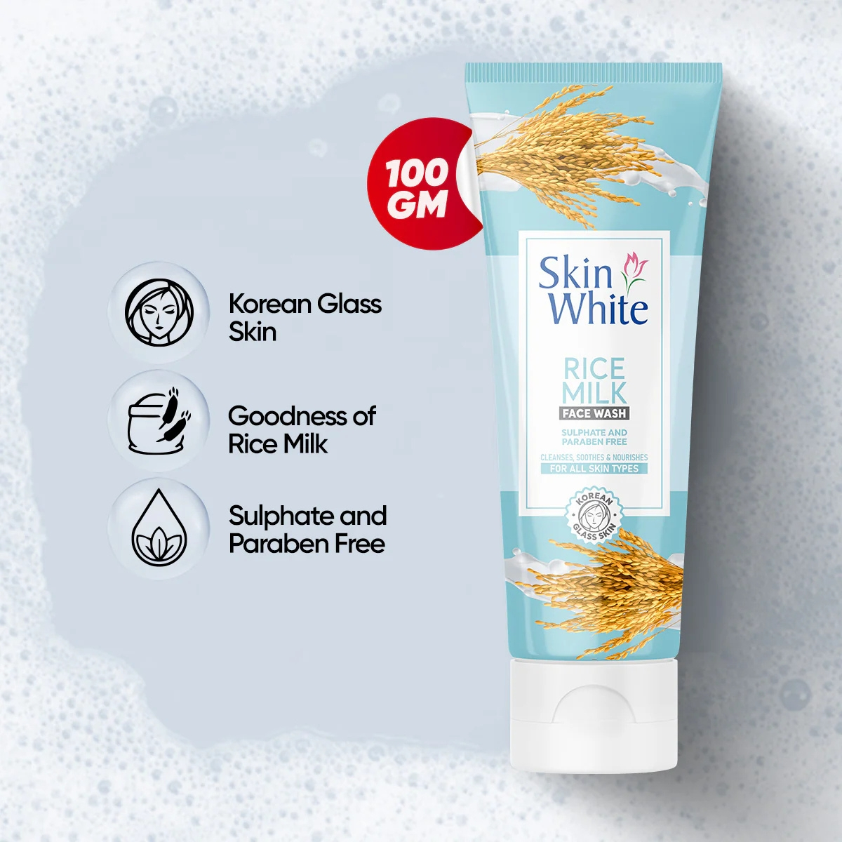 Rice Milk Face Wash Sulphate & Paraben Free – Gentle Daily Cleanser for All Skin Types