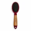 Kangaroo metal pin paddle hair brush with steel bristles and wooden finish handle for thick hair detangling