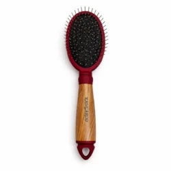 Kangaroo metal pin paddle hair brush with steel bristles and wooden finish handle for thick hair detangling