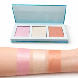 3 shade highlighter palette pink champagne peach glow