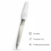 Metal nail filer with light blue plastic handle for shaping and smoothing nails at home